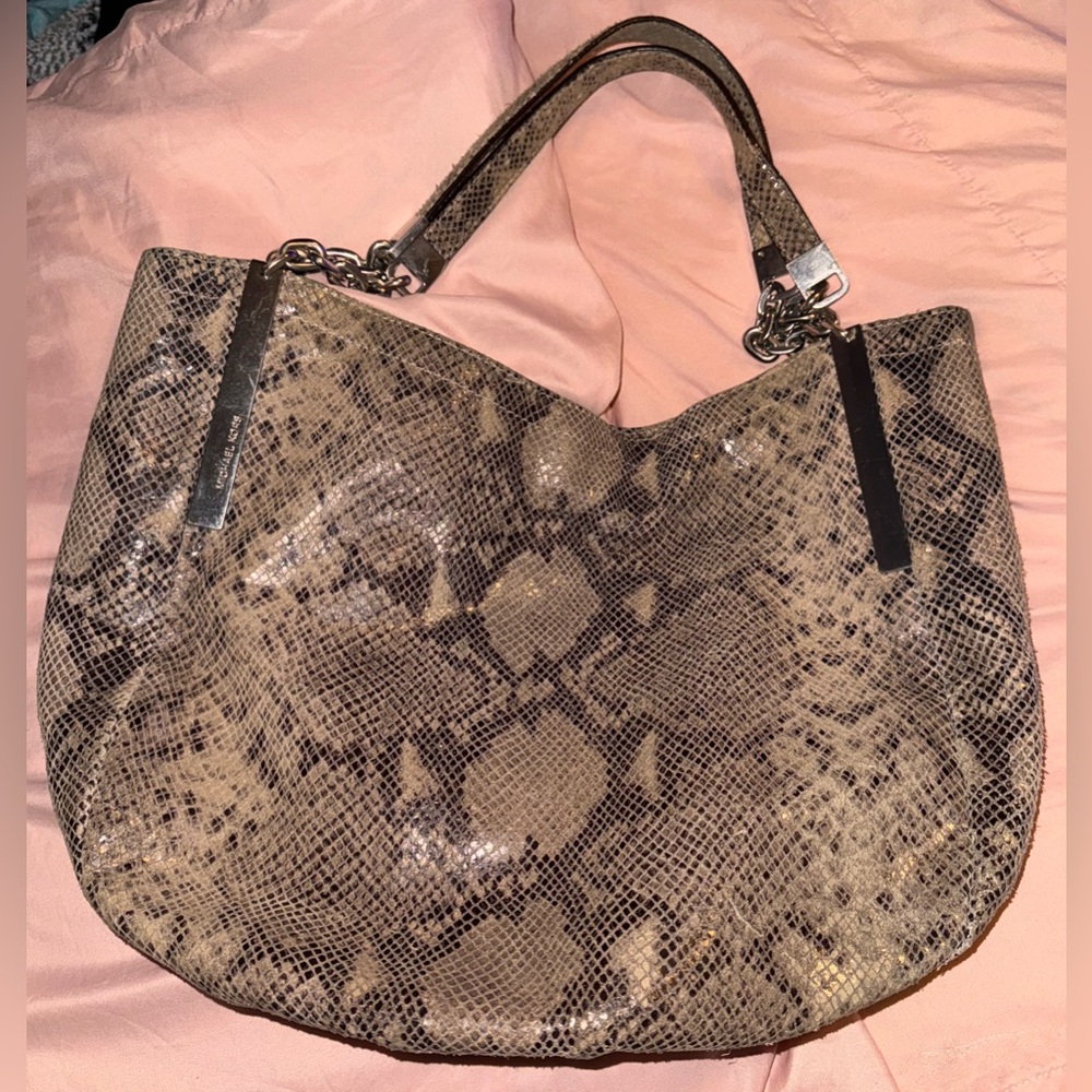 Michael Kors Brown Snakeskin Shoulder Bag